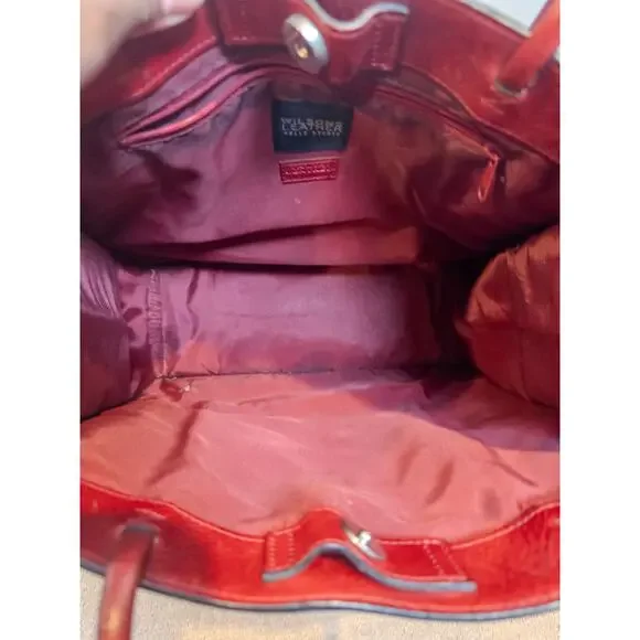 Vintage Y2K Wilsons Leather Pelle Studio Red Italian Leather Tote Shoulder Bag